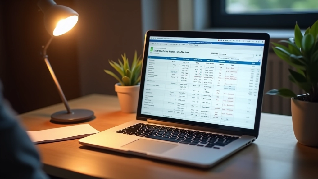 Ordinateur portable sur un bureau montrant un tableur avec les dépenses listées par catégorie et des colonnes de calcul