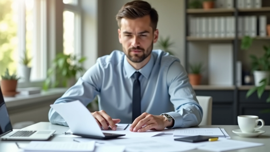 Conseiller financier au travail analysant les dépenses