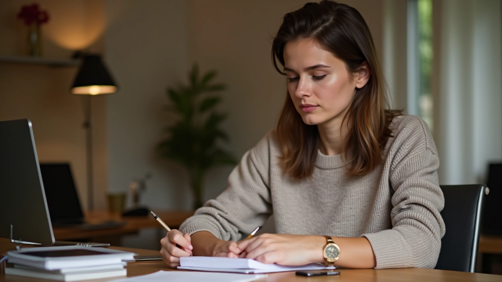 Personne écrivant ses chiffres financiers dans un carnet de budgétisation